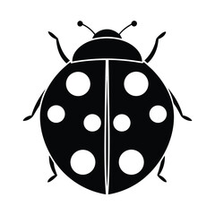 Solid black silhouette of a ladybug, Art & Illustration on a white background