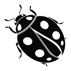Solid black silhouette of a ladybug, Art & Illustration on a white background