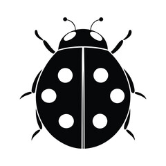 Solid black silhouette of a ladybug, Art & Illustration on a white background