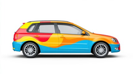 Obraz premium Colorful Vehicle Wrap for Car Wash Promotion