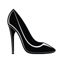 Obraz premium Women's high-heeled shoe icon, black silhouette, Art & Illustration on a white background