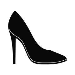 Women's high-heeled shoe icon, black silhouette, Art & Illustration on a white background