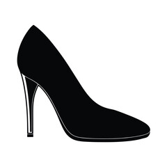 Women's high-heeled shoe icon, black silhouette, Art & Illustration on a white background