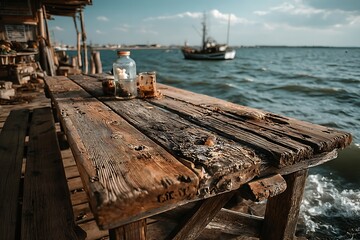 Rustic Wooden Table by Water