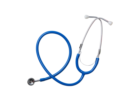 A blue stethoscope symbolizes the dedication of nurses worldwide, isolated on white, PNG