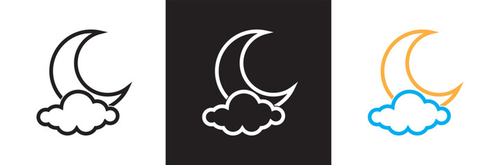 Crescent moon icon . Vector for websites, mobile interfaces, presentations, banner, visual branding etc. Vector illustration. isolated on white and black background. EPS 10