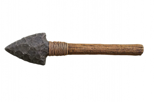 Simple Artisan Spear with Stone Tip and Wooden Handle - Powered by Adobe