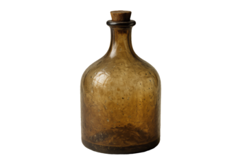 Vintage Antique Glass Bottle with Wooden Cork for Decorative Use