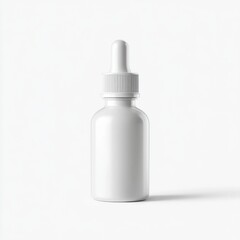 White Dropper Bottle on White Background, Minimalist