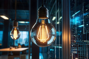 Futuristic Office Meeting Room with Glowing Globe Light