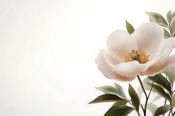 Delicate White Peony, Elegant Floral Design, Soft Lighting, Background, Stock Photo