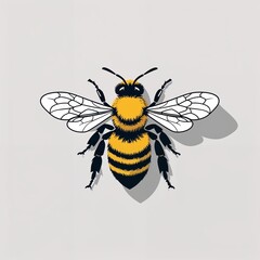 bee on plain white background illustration icon logo concept 