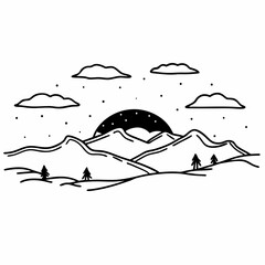 Obraz premium vector illustration of mountain landscape