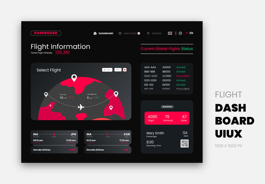 Flight Dashboard UIUX Template for Airline Travel