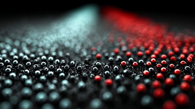Technology background with two paths running in parallel symbolizing duality in innovation competition and cooperation in digital progress with a red and blue futuristic color scheme

