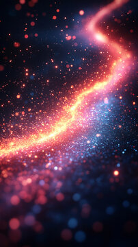 Technology background with two paths running in parallel symbolizing duality in innovation competition and cooperation in digital progress with a red and blue futuristic color scheme

