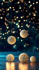Fototapeta premium Glowing Perforated Sphere Lights Festive Bokeh Background
