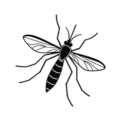 Obraz premium Solid black silhouette of a mosquito vector art and illustration on a white background
