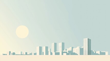 Obraz premium A clean, minimalist illustration of a city skyline outline, featuring simple, sharp shapes of tall buildings against a bright sky.