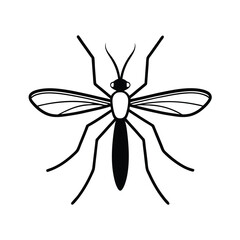 Obraz premium Solid black silhouette of a mosquito vector art and illustration on a white background