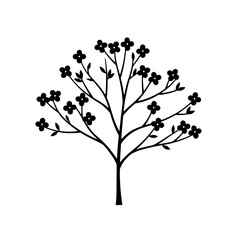Floral Serenity: A delicate silhouette of a flowering tree stands in minimalist design, showcasing organic beauty and elegant simplicity. 