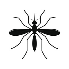 Solid black silhouette of a mosquito vector art and illustration on a white background