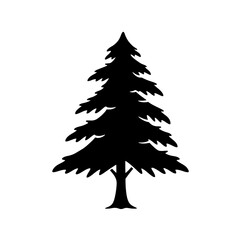 Evergreen Silhouette: A striking black silhouette of an evergreen tree stands tall and proud. The crisp, clean lines highlight the intricate details of its branches and needles.