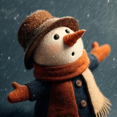 Snowman in Snowfall