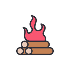 Campfire colored icons, minimalist vector illustration ,simple transparent graphic element .Isolated on white background