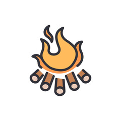 Campfire colored icons, minimalist vector illustration ,simple transparent graphic element .Isolated on white background