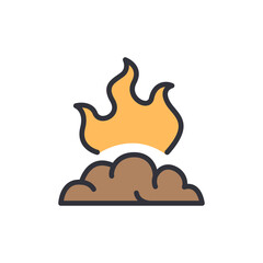 Campfire colored icons, minimalist vector illustration ,simple transparent graphic element .Isolated on white background