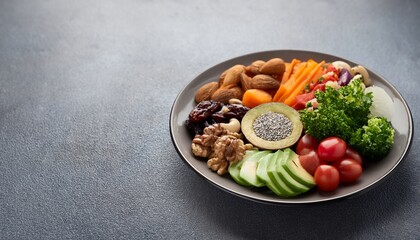 Colorful and Nutritious Salad Bowl on Gray Background