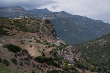 Naklejka premium Lush landscape of Rif Mountain ranges in the norther Morocco