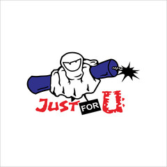 Illustration of a hand holding a firecracker and raising its middle finger with the words just for you 