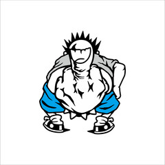 Illustration of a man facing backwards and sticking up his middle finger