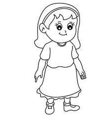Cute cartoon hand drawn vector cute smiley little girl clipart.