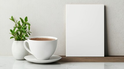 Obraz premium Cozy Coffee Scene with Plant