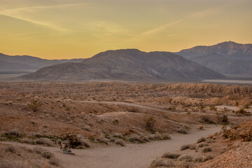 Desert landscape at sunset from Font's Point, Anza Borrego Desert State Park, California