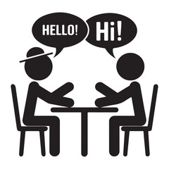 Meeting Conversation Vector Icon - Dialogue Communication Graphic