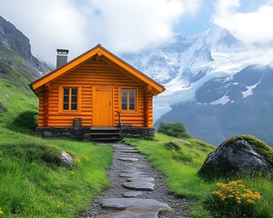 Mountain Chalet, Hiking Trail, Swiss Alps