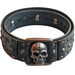 Leather skull collar gothic punk rock studded choker necklace accessory on transparent background