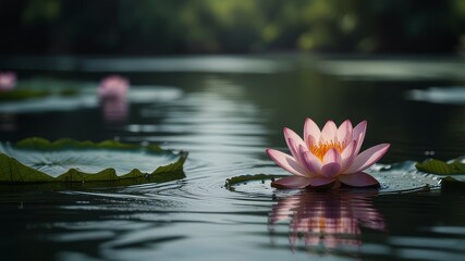 pink water lily in the pound 