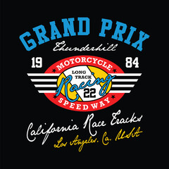 grand prix motorcycle racing typography for tee shirt design, vector illustration