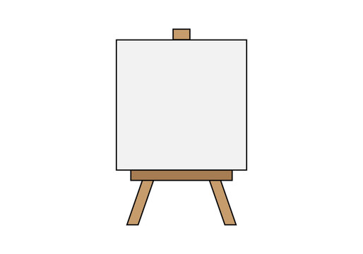 Lienzo en blanco con caballete de madera