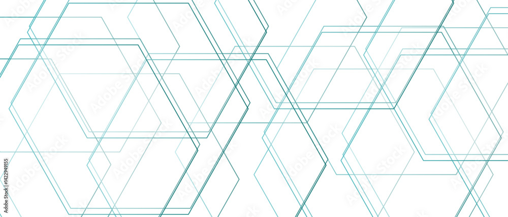 Fototapete Clean minimalistic, and futuristic abstract background with overlapping hexagonal shapes. Geometric themes of technology, innovation, and structure. grid tile and mosaic structure simple hexagonal 