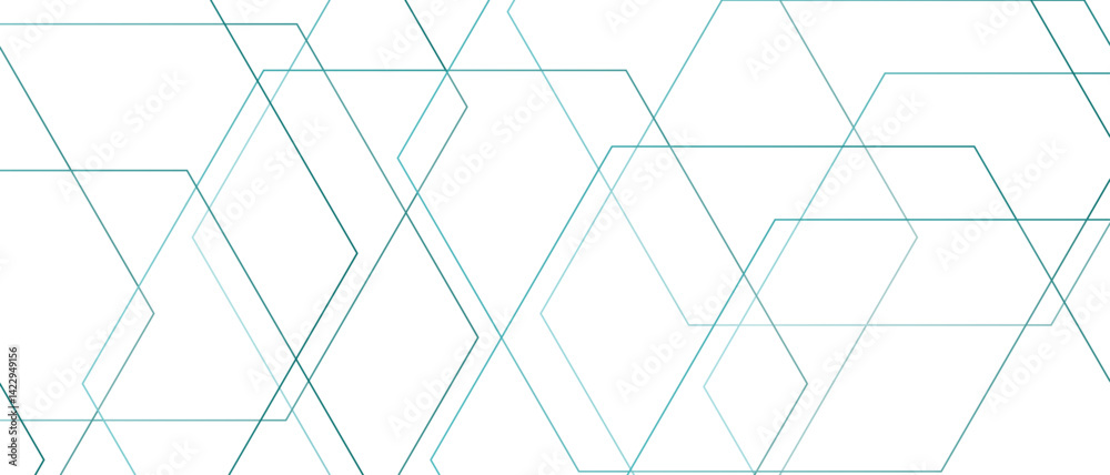 Fototapete Clean minimalistic, and futuristic abstract background with overlapping hexagonal shapes. Geometric themes of technology, innovation, and structure. grid tile and mosaic structure simple hexagonal 