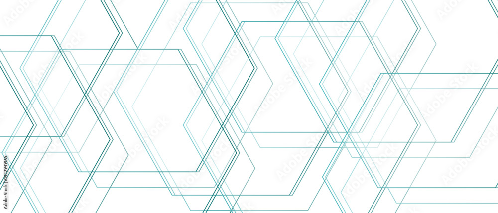 Fototapete Clean minimalistic, and futuristic abstract background with overlapping hexagonal shapes. Geometric themes of technology, innovation, and structure. grid tile and mosaic structure simple hexagonal 
