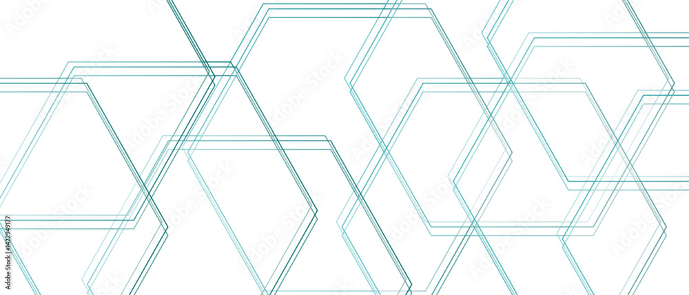 Fototapete Clean minimalistic, and futuristic abstract background with overlapping hexagonal shapes. Geometric themes of technology, innovation, and structure. grid tile and mosaic structure simple hexagonal 