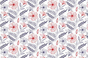 seamless line floral pattern featuring stylized botanical details for tabletop accessories women clothing and textile printing

