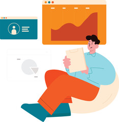 Man Analyzing Web Chart and Growth